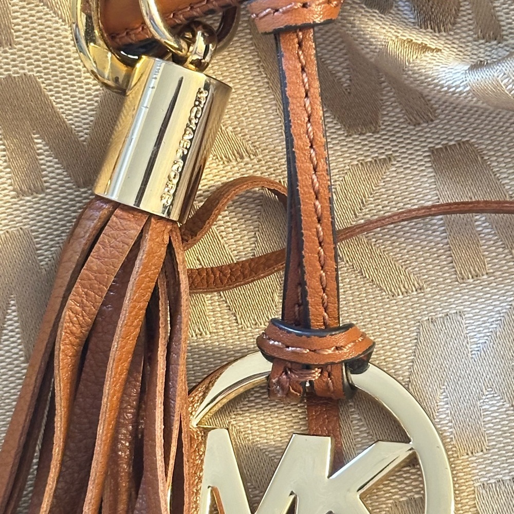 Michael Kors Beige Monogram Tote with Brown Accents - Picture 5 of 8